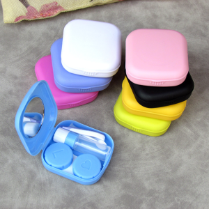 Lovely square portable Multicolor Colored Contact Lens Case